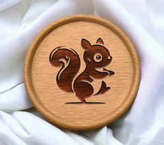 Squirrel Holding Nut SVG - Silhouette Vector Illustration SVG