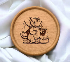 Cute  Dragon Holding Book SVG - Vector Illustration SVG