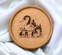 Swan on Housetop - City Background SVG SVG