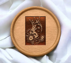 Beautiful Crowned Woman with Flowers SVG - Curly Hair Vector Illustration SVG