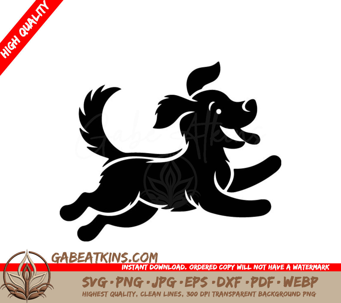 Black Dog Running Silhouette SVG - Vector Clipart SVG