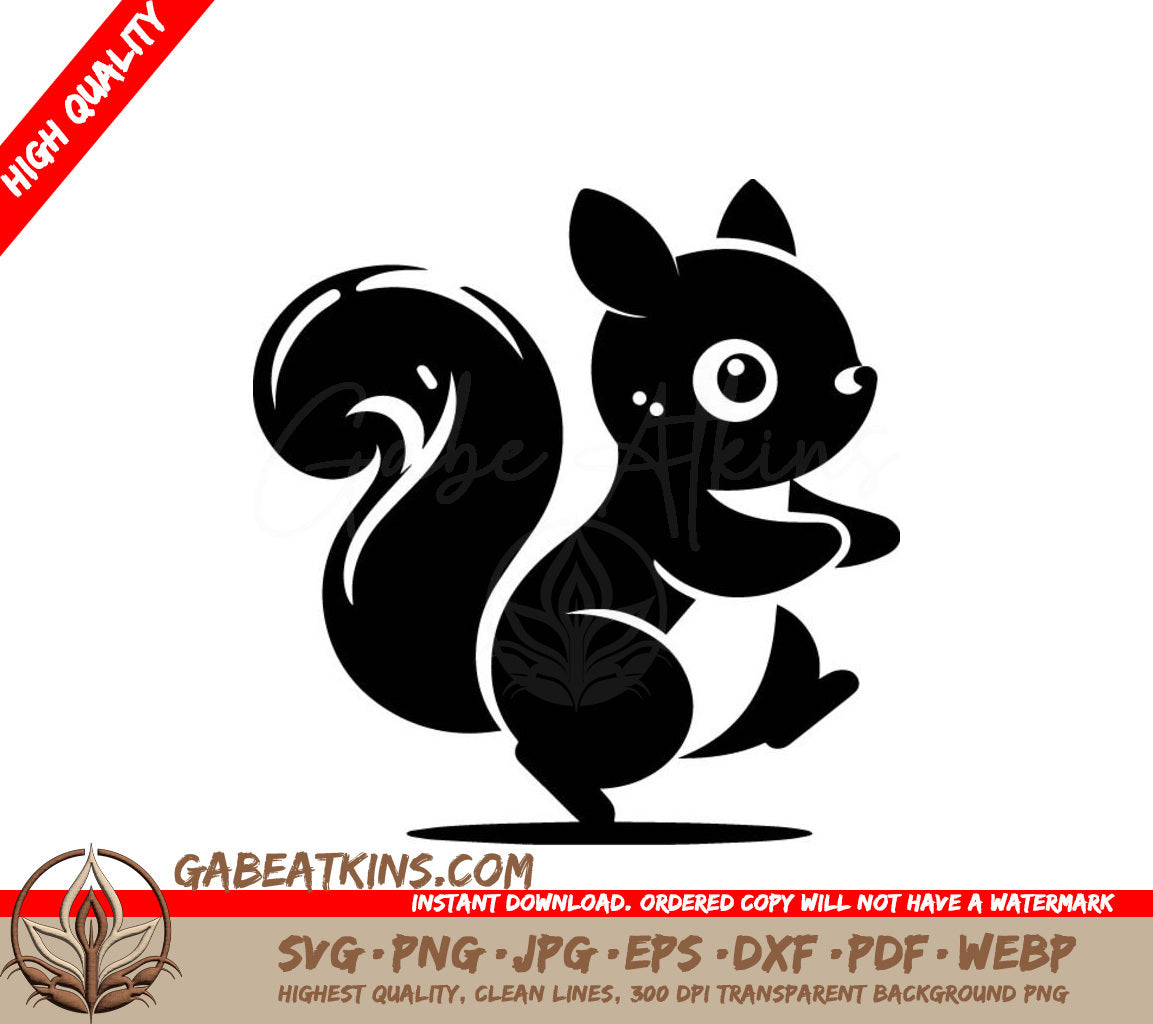 Squirrel Holding Nut SVG - Silhouette Vector Illustration SVG