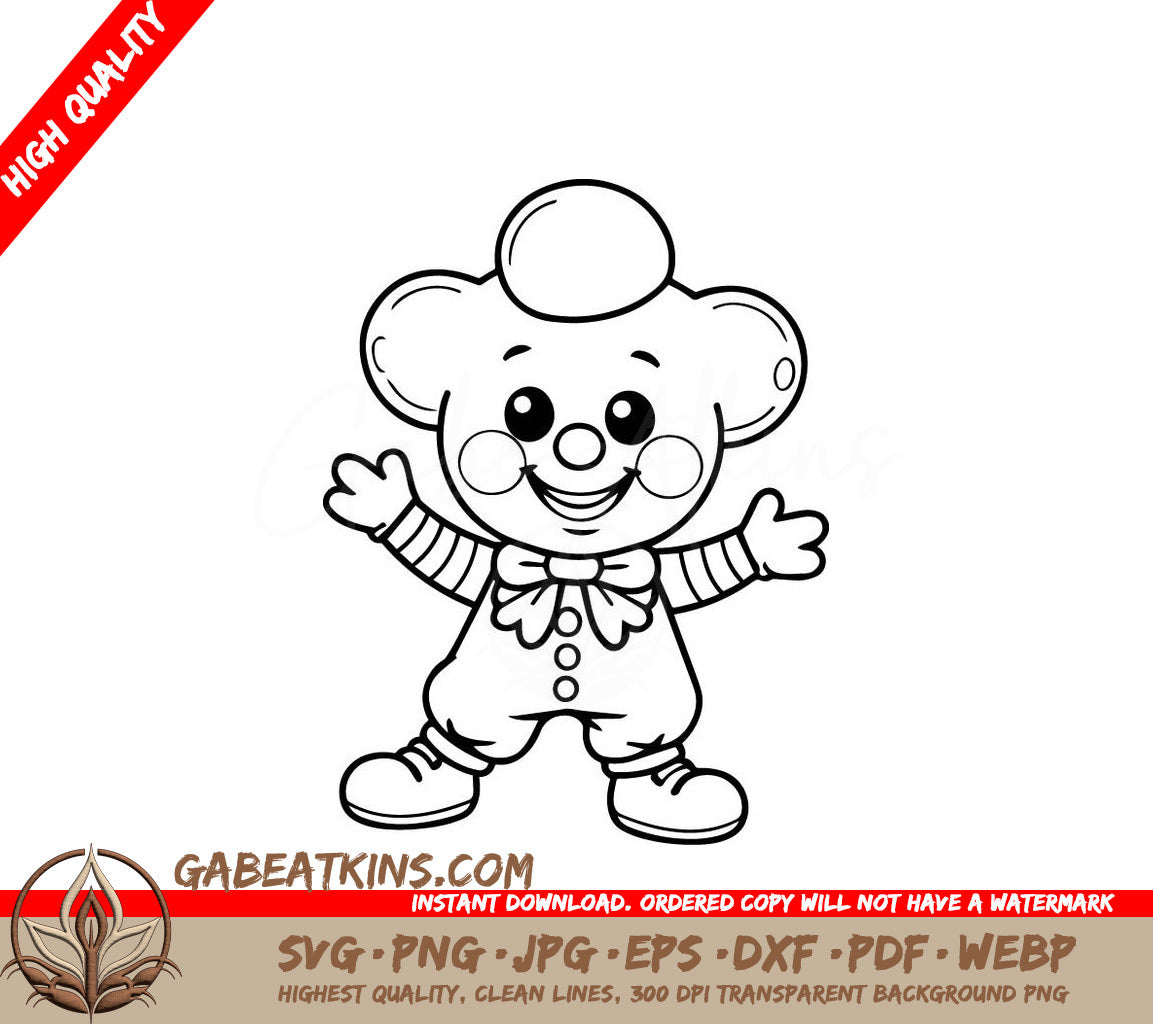Cute Clown SVG - Hand Drawn Illustration for Toddlers SVG