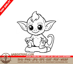 Cute Monkey Sitting on Rock Coloring Page SVG SVG