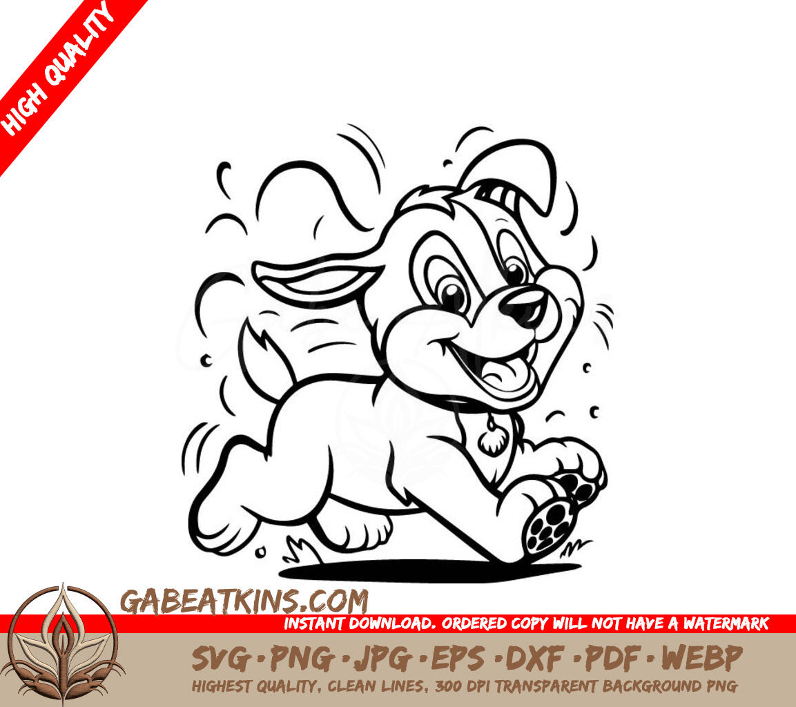 Cute Puppy Running Doodle SVG -  Dog Illustration for Kids SVG