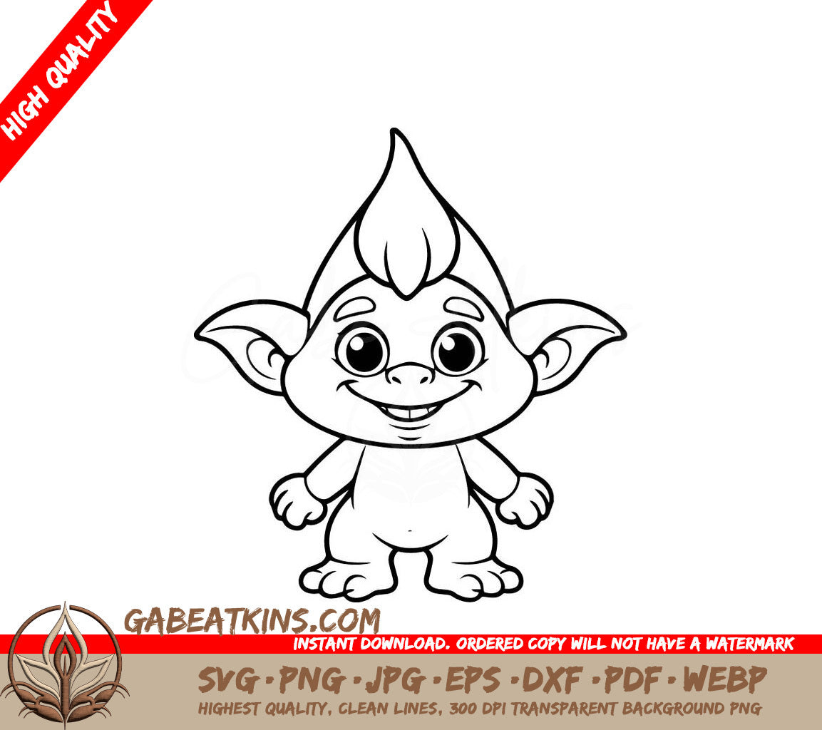 Smiling Troll Doodle SVG for Kids Coloring Pages SVG