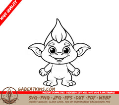 Smiling Troll Doodle SVG for Kids Coloring Pages SVG