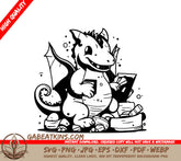 Cute  Dragon Holding Book SVG - Vector Illustration SVG