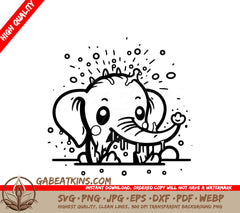 Cute Elephant with Circles SVG -  Cartoon Illustration SVG