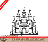 Castle Hilltop SVG - Fantasy Coloring Page SVG