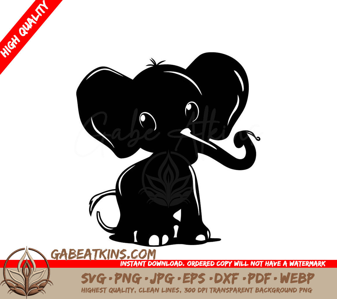 Cute  Elephant SVG - Cartoon Animal Vector Illustration SVG