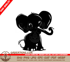 Cute  Elephant SVG - Cartoon Animal Vector Illustration SVG