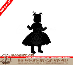 Little Girl in Dress Silhouette SVG -  Vector SVG