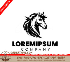 A Black And White Logo For A Company Called Lorem Ipsum SVG - Vector Logo of a Horses Head in Black and White SVG