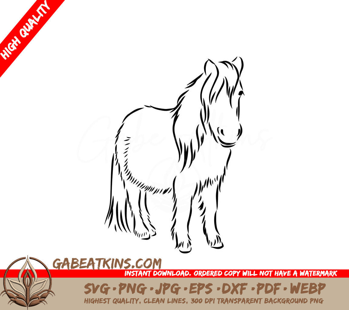 A Horse On A White Background SVG - Vector hand drawing pony isolated on white background_ pony horse_ vector sketch illustration SVG