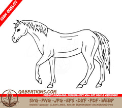 A Horse On A White Background SVG - Vector hand drawn horse SVG