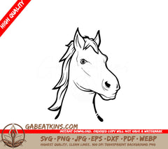A Horses Head SVG - Vector illustration horse head line art SVG