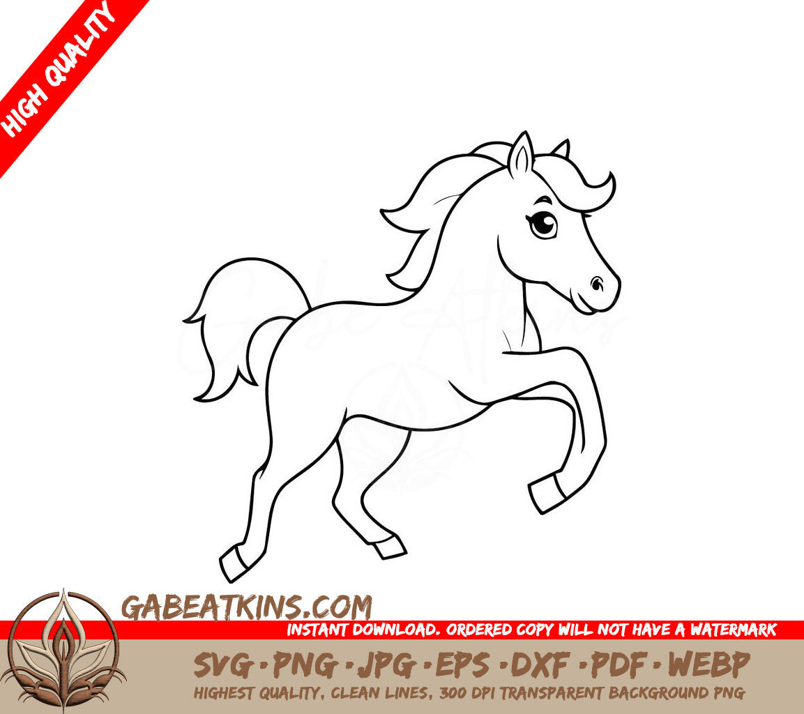 A Horse On Its Hind Legs SVG - Vector illustration of a cute Horse for kids colouring page SVG
