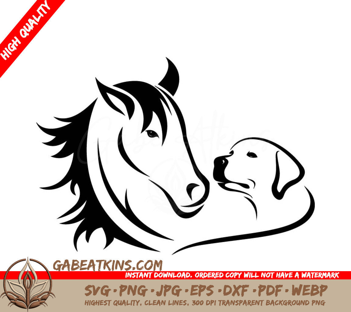 A Horse And A Dog SVG - Vector of horse and dogLabrador on white background Pet Animal Easy editable layered vector illustration SVG