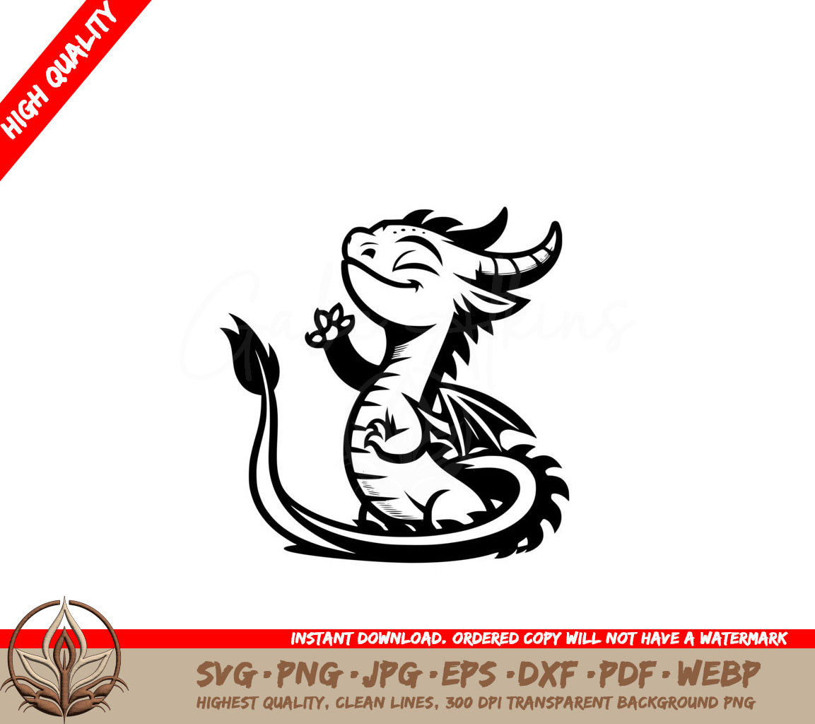 Vibing Dragon SVG PNG JPG AI PDF DXF EPS and WebP - Digital Download