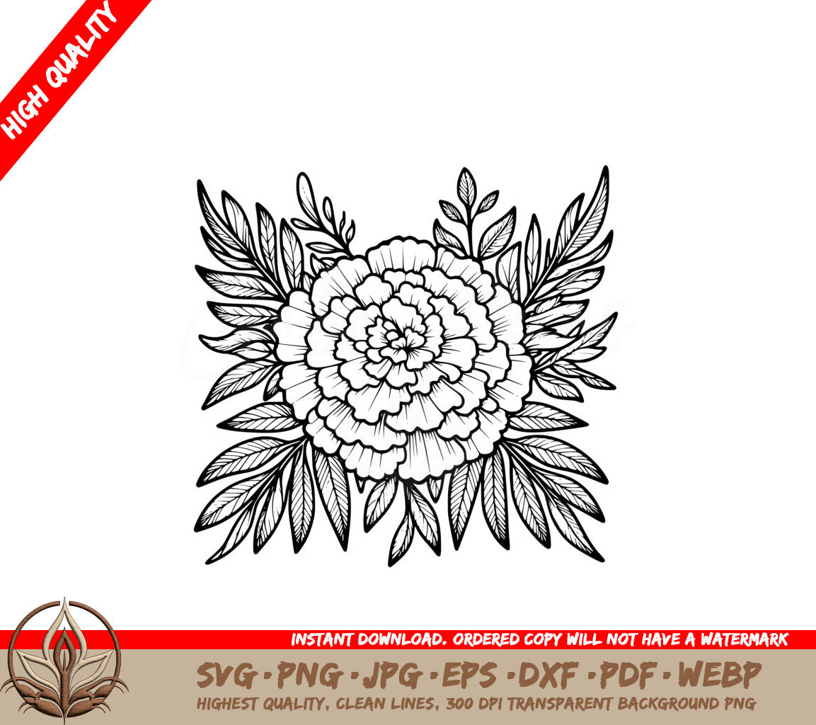 Vibrant Marigold SVG PNG JPG AI PDF DXF EPS and WebP Digital Download