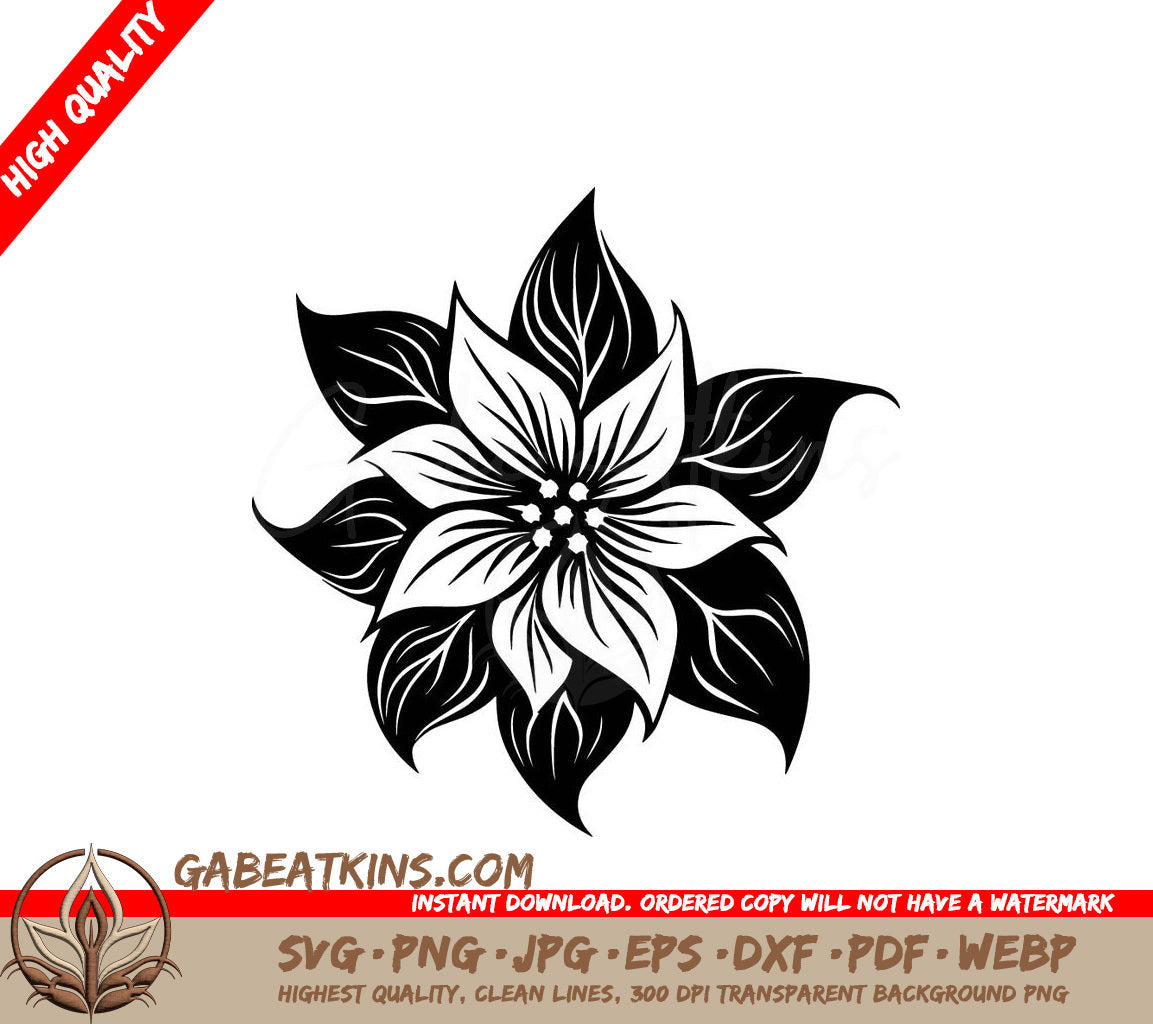 A Flower With Leaves SVG - Vibrant Poinsettia SVG