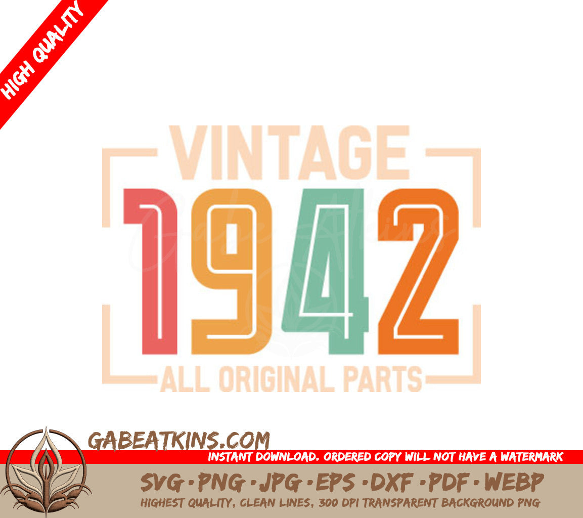Vintage 1942 All Original Parts SVG Design SVG