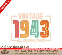 Vintage 1943 All Original Parts SVG Design SVG
