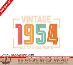 Vintage 1954 All Original Parts SVG Design SVG