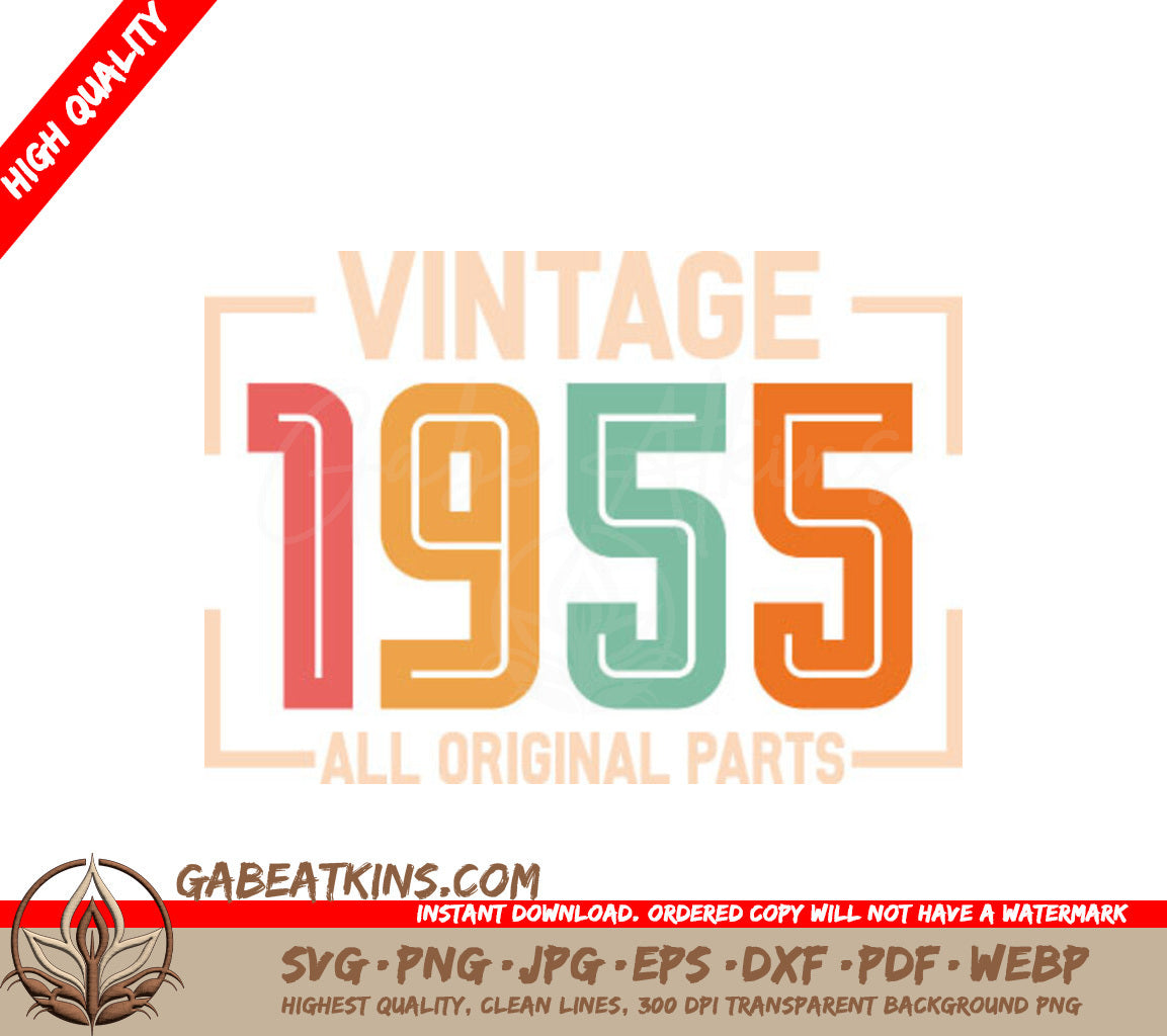 Vintage 1955 All Original Parts SVG Sign SVG