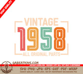 Vintage 1958 All Original Parts SVG Design SVG