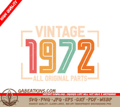 Vintage 1972 All Original Parts Design SVG SVG