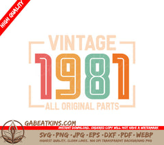 Vintage 1981 All Original Parts Design SVG (White Background) SVG