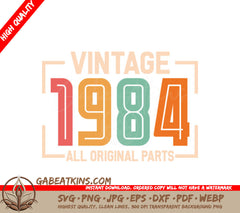 Vintage 1984 All Original Parts Design SVG - White Background SVG