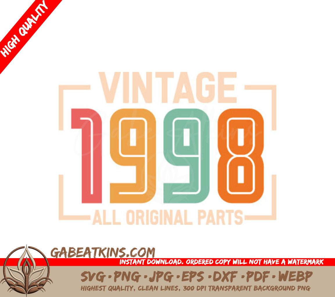 Vintage 1998 All Original Parts Design SVG SVG