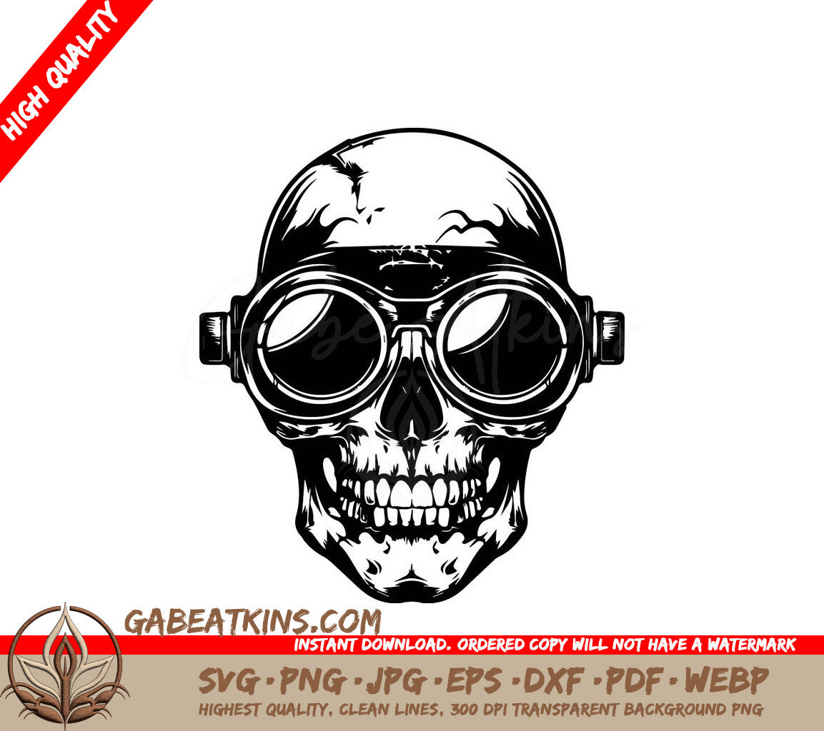 Vintage Skull with Goggles SVG - Drawing SVG