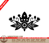 Vintage Crown Silhouette SVG  Leaf Swirl Design SVG