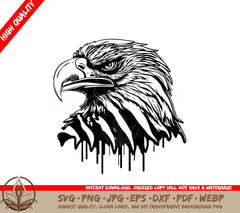 Vintage American Flag with Bald Eagle Vector Tee Design - The Ultimate Symbol of Freedom Black and SVG