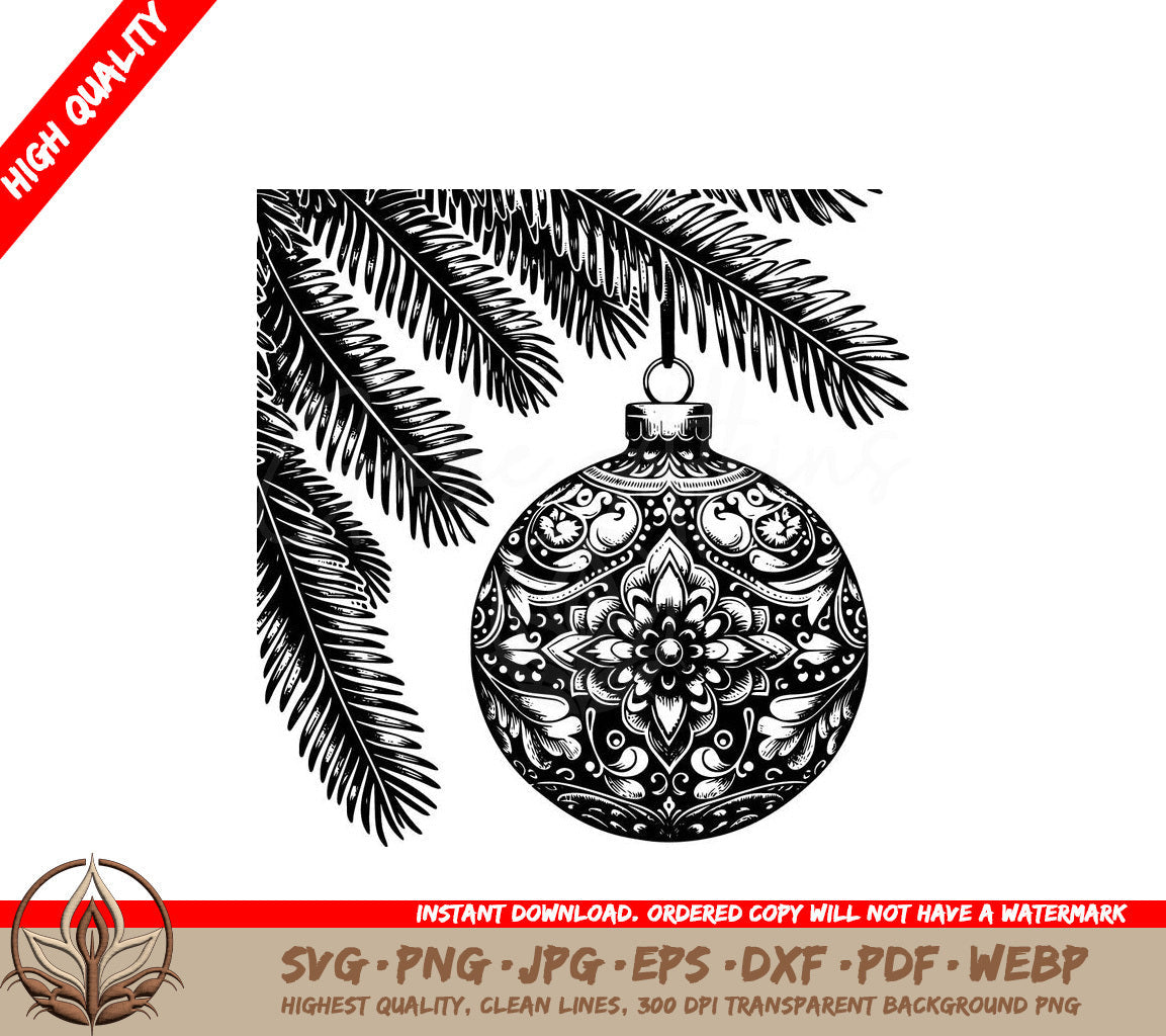 Vintage Christmas Ornament SVG, PNG, JPG, AI, PDF, DXF, EPS and WebP - Digital Download