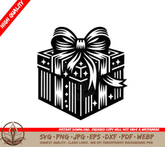 Vintage Christmas Present Digital Design File - SVG PNG JPG AI PDF DXF EPS WebP Formats