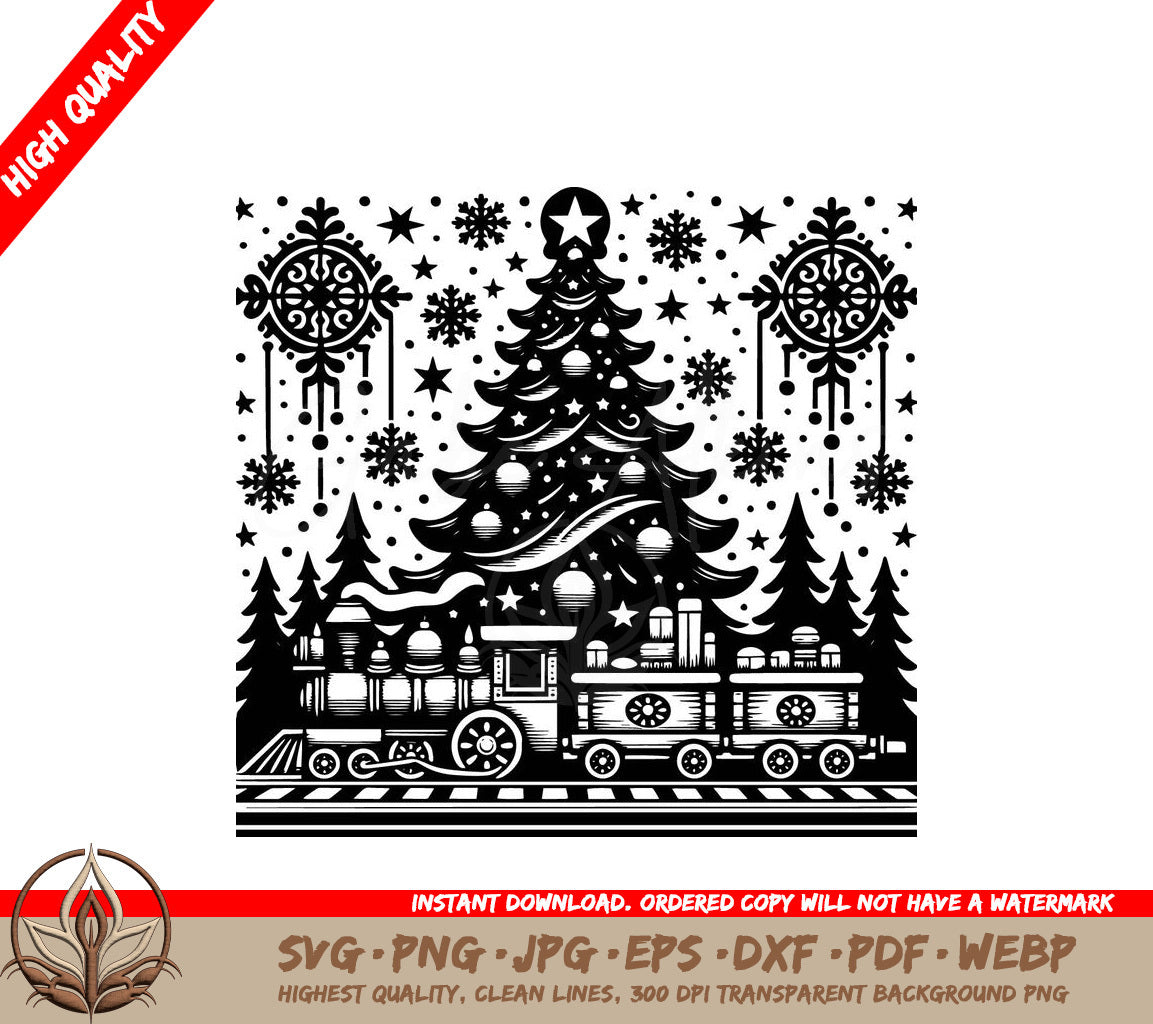 Vintage Christmas Train SVG PNG JPG AI PDF DXF EPS WebP - Digital Download