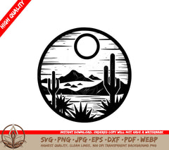 Vintage Desert Scene Digital Design File (SVG, PNG, JPG, AI, PDF, DXF, EPS, WebP)