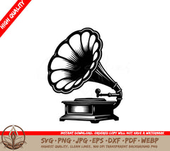 Vintage Gramophone Digital Design in SVG, PNG, JPG, AI, PDF, DXF, EPS and WebP Formats