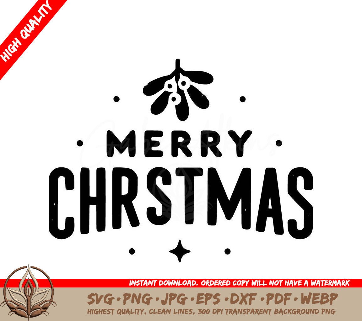 Vintage Mistletoe Christmas Digital Design File (SVG, PNG, JPG, AI, PDF, DXF, EPS, WebP)