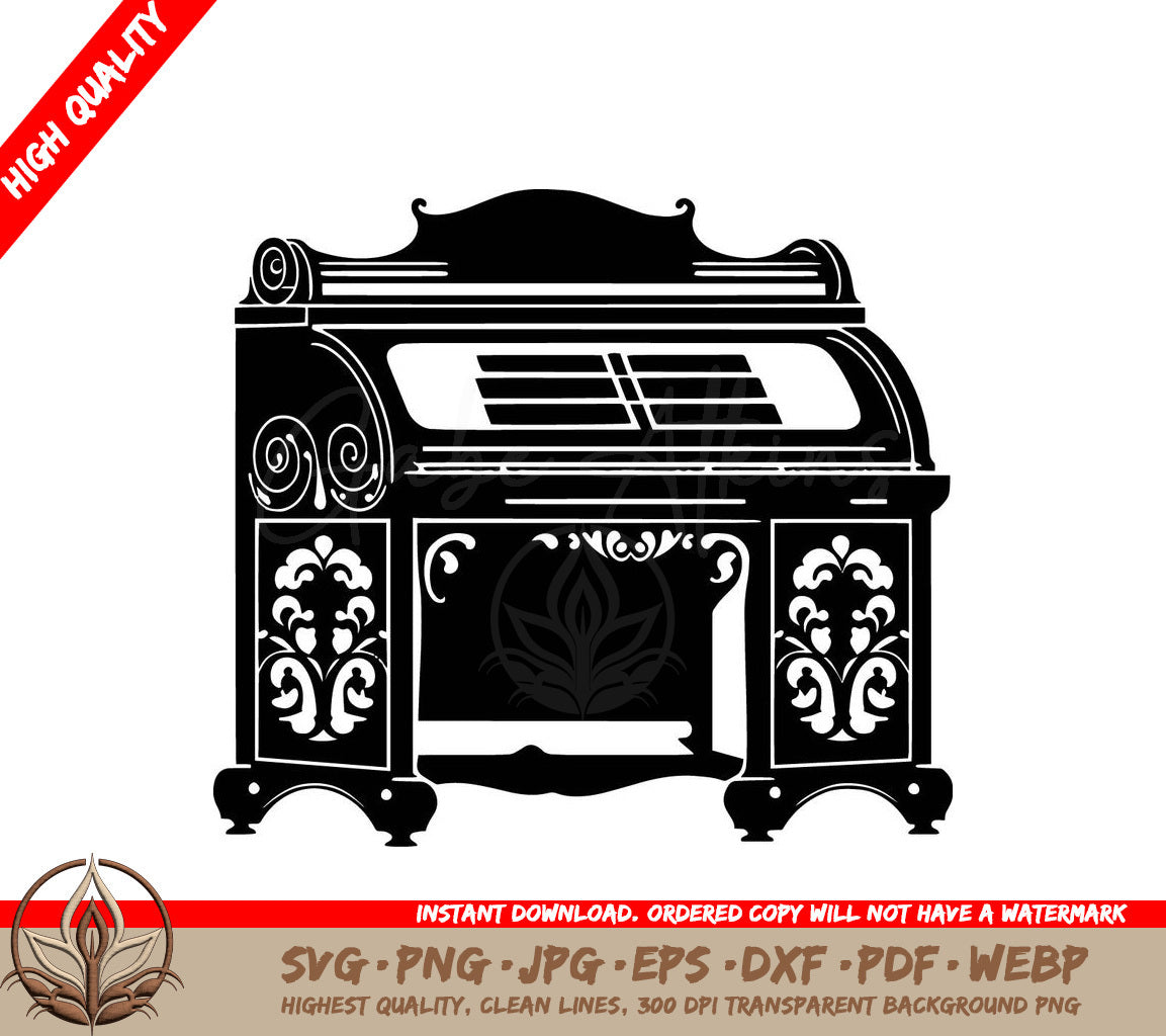 Vintage Roll-Top Desk - Digital Design Files (SVG, PNG, JPG, AI, PDF, DXF, EPS, WebP)