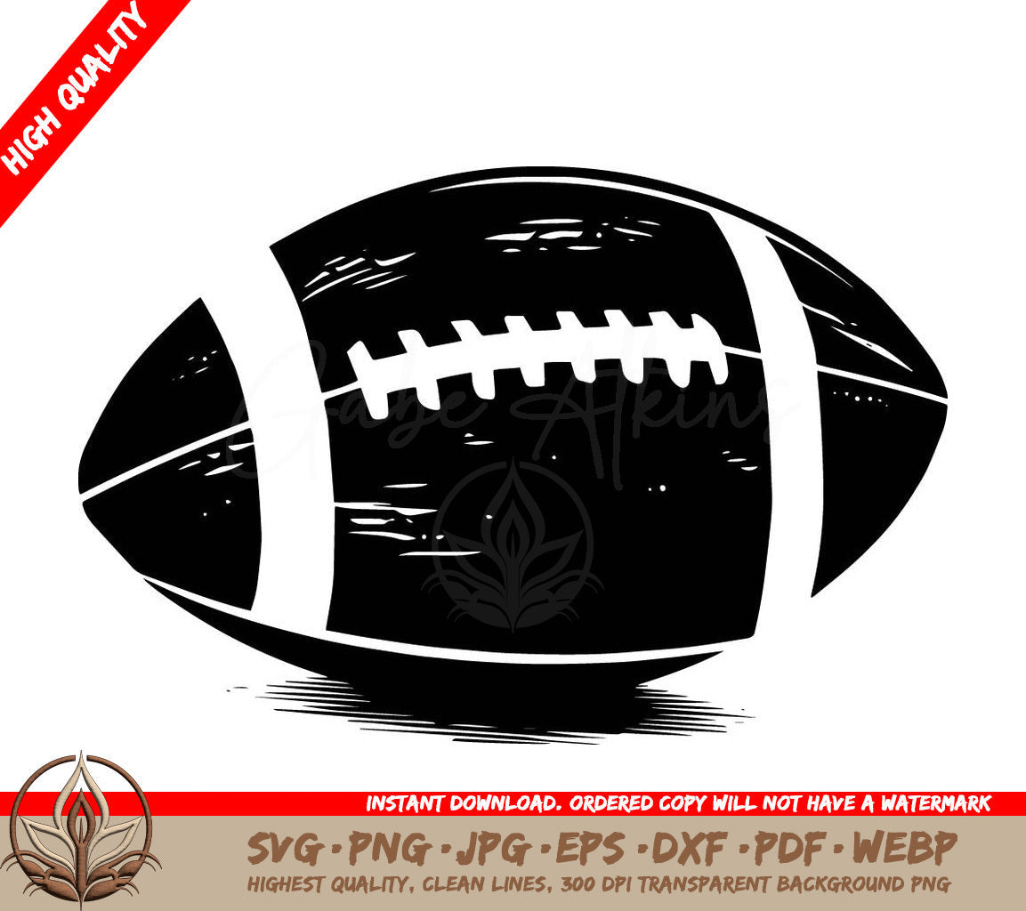 Vintage Striped Football - Digital Design in SVG, PNG, JPG, AI, PDF, DXF, EPS and WebP Formats