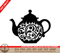Vintage Teapot Digital Design - SVG, PNG, JPG, AI, PDF, DXF, EPS WebP File Formats