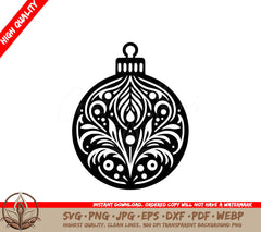 Vintage Yuletide Bauble - Digital Design in Multiple File Formats (SVG, PNG, JPG, AI, PDF, DXF, EPS, WebP)
