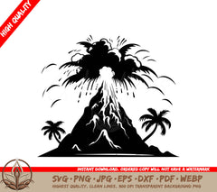 Volcano Eruption Digital Design Cut File in SVG, PNG, JPG, AI, PDF, DXF, EPS and WebP Formats