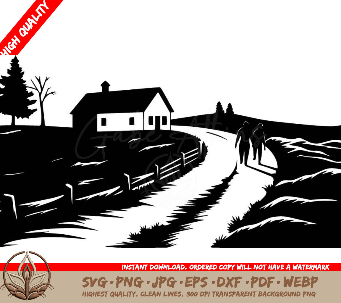 Walking Home Digital Design File (SVG, PNG, JPG, AI, PDF, DXF, EPS, WebP)